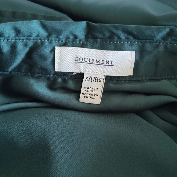 Equipment Polyester blouse women's sz.XXL green  button up breast pockets - Picture 6 of 16